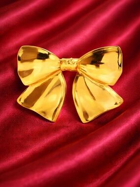 Chic Gold Bow Brooch – Classic Ribbon Style Pin